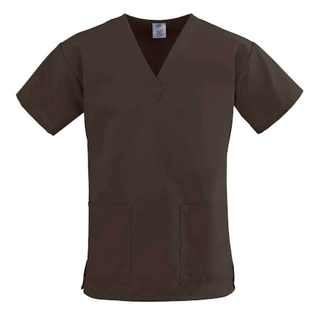 Medline ComfortEase Women's Scrub Top, Tunic, 2 Pockets, Brown, 3XL 8800JBRXXXL